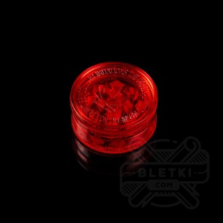 Plastikowy młynek (grinder) Buddies 42 mm - 3 częściowy z magnesem (4 kolory) (typ opakowania: jedna sztuka; kolor: czerwony)