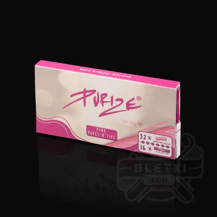 Bibułki Purize Pink King Size Slim + filtry z węglem aktywnym - różowe