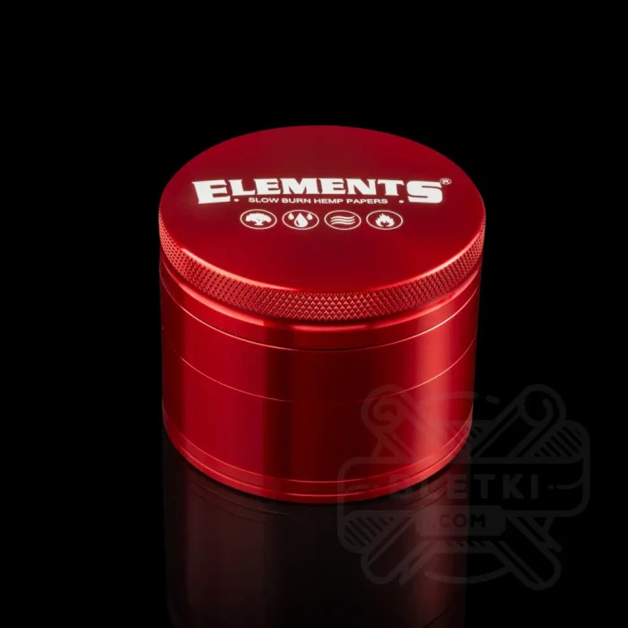 Grinder metalowy Elements 60 mm - 4 częściowy z magnesem czerwony (red)