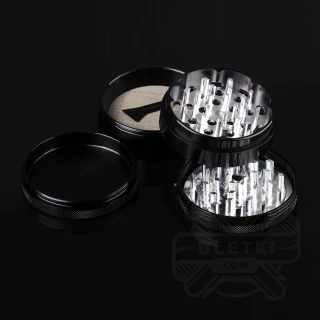 Aluminiowy młynek (grinder) 54mm - 4 częściowy z magnesem (czarny)