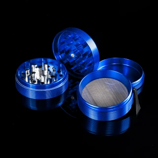 Metalowy młynek (grinder) 60mm - 4 częściowy z magnesem szafirowy