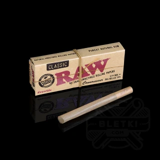 Bibułki Raw Classic Connoisseur 1 1/4 + zwinięte ustniki papierowe