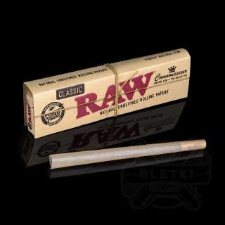 Bibułki Raw Classic Connoisseur King Size Slim + zwinięte ustniki papierowe