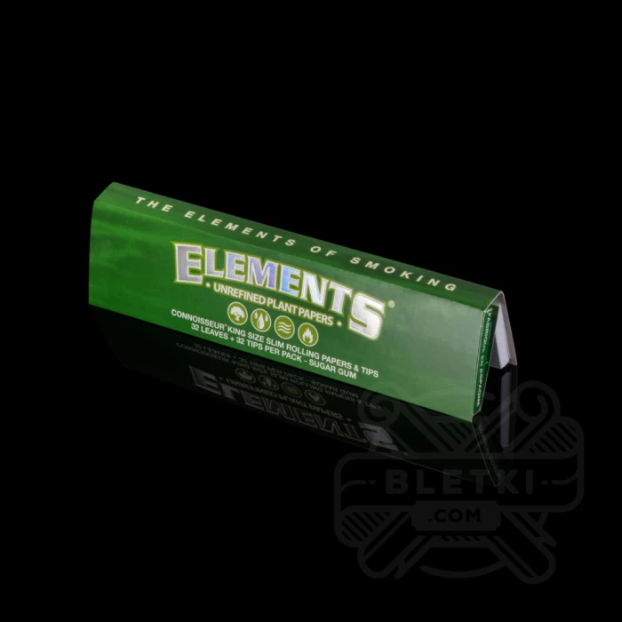 Bibułki Elements Green Connoisseur KS Slim zielone + ustniki papierowe