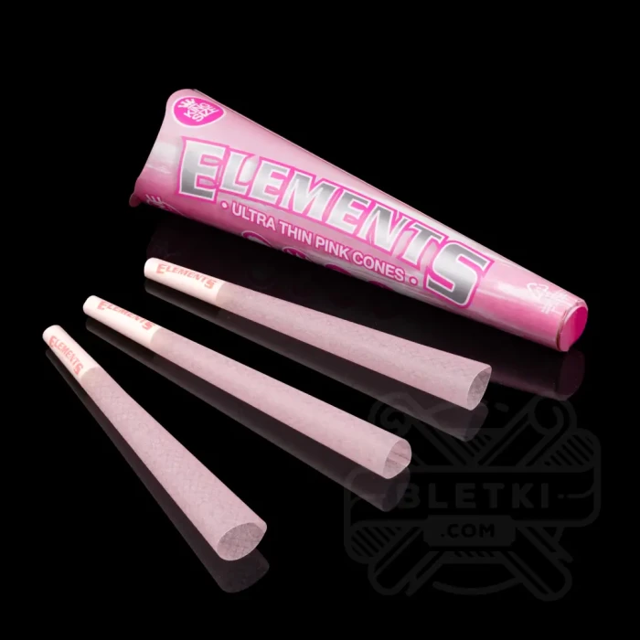 Bibułki Elements Cone Pink King Size (3 szt.) - różowe