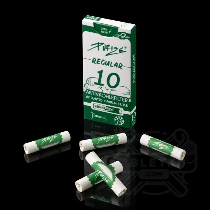 Filtry z węglem aktywnym Purize Regular 9mm (10 szt.) - białe