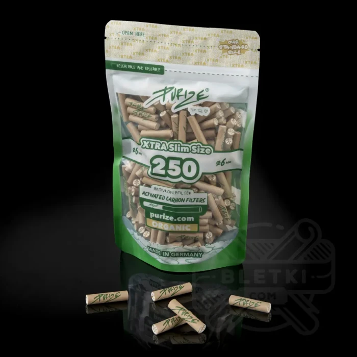 Filtry z węglem aktywnym Purize Xtra Slim 6mm (250 szt.) - brązowe