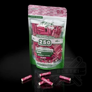 Filtry z węglem aktywnym Purize Xtra Slim 6mm (250 szt.) - różowe