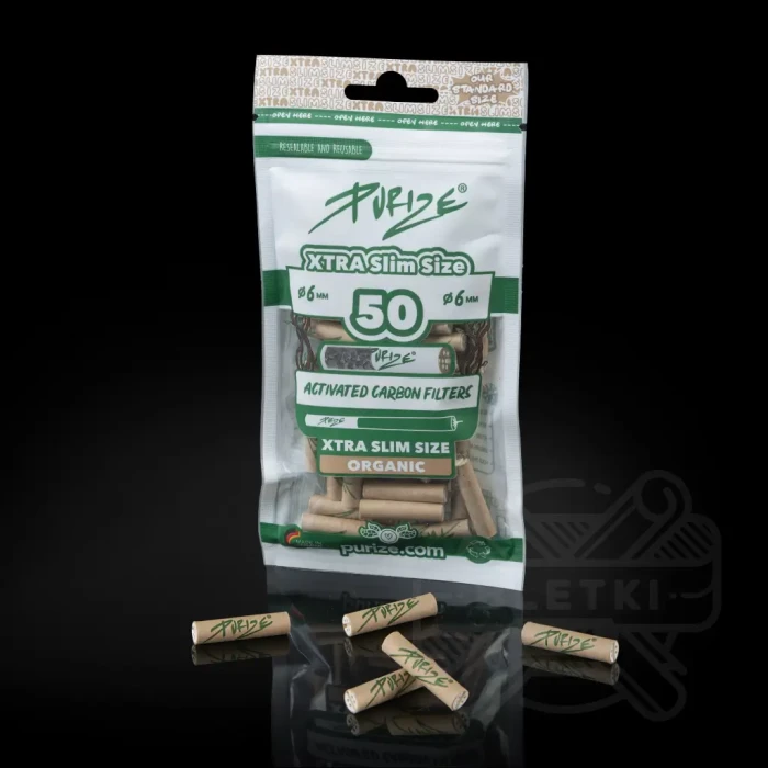 Filtry z węglem aktywnym Purize Xtra Slim 6mm (50 szt.) - brązowe
