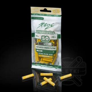 Filtry z węglem aktywnym Purize Xtra Slim 6mm (50 szt.) - żółte