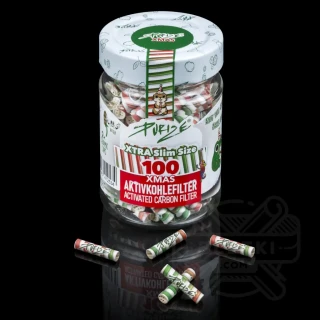 Filtry z węglem aktywnym Purize Xtra Slim 6mm (100 szt.) - XMAS candy cane