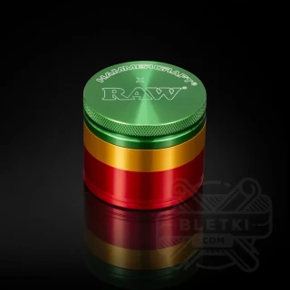Metalowy młynek (grinder) Hammercraft x Raw 55 mm - 4 częściowy z magnesem rasta