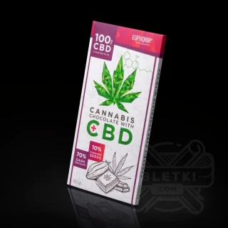 Czekolada konopna CBD Euphoria Cannabis Chocolate Dark 100mg (80 g) - gorzka