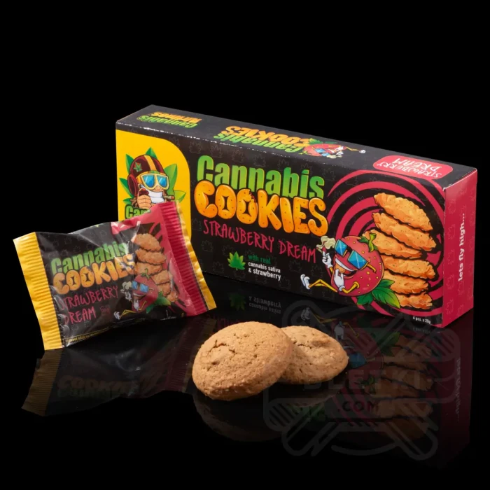 Ciasteczka konopne Cannabis Cookies CBD Strawberry Dream - box 120g