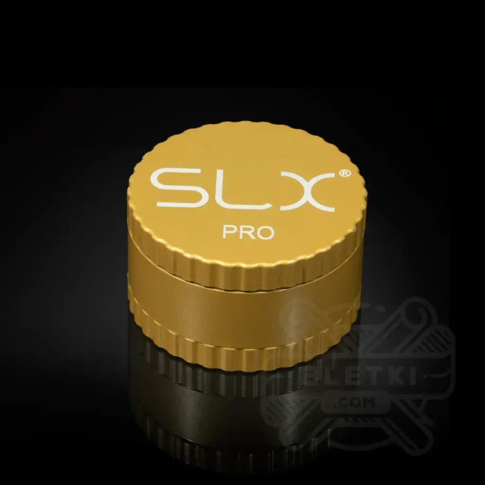 Młynek aluminiowy SLX PRO 62 mm (non sticky) - 4 częściowy z magnesem złoty (Yellow Gold)