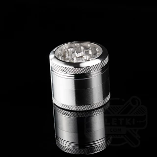 Aluminiowy młynek (grinder) Hammercraft 54mm - 4 częściowy z przeźroczystym wieczkiem (srebrny)