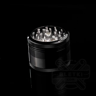 Aluminiowy młynek (grinder) Hammercraft 63mm - 4 częściowy z z przeźroczystym wieczkiem (czarny)