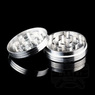 Aluminiowy młynek (grinder) Hammercraft 63mm - 2 częściowy z magnesem (srebrny)