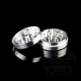 Aluminiowy młynek (grinder) Hammercraft 56mm - 2 częściowy z magnesem (srebrny)