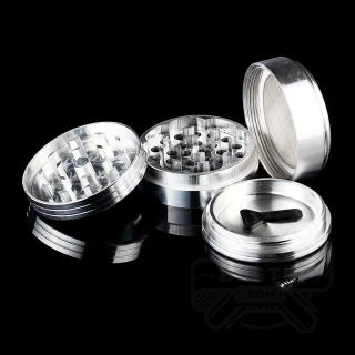 Aluminiowy młynek (grinder) Hammercraft 56mm - 4 częściowy z magnesem (srebrny)