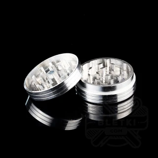 Aluminiowy młynek (grinder) Hammercraft 49mm - 2 częściowy z magnesem (srebrny)