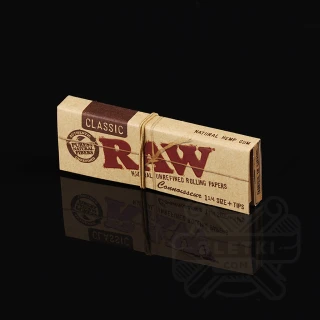 Bibułki Raw Classic Connoisseur 1 1/4 + ustniki papierowe