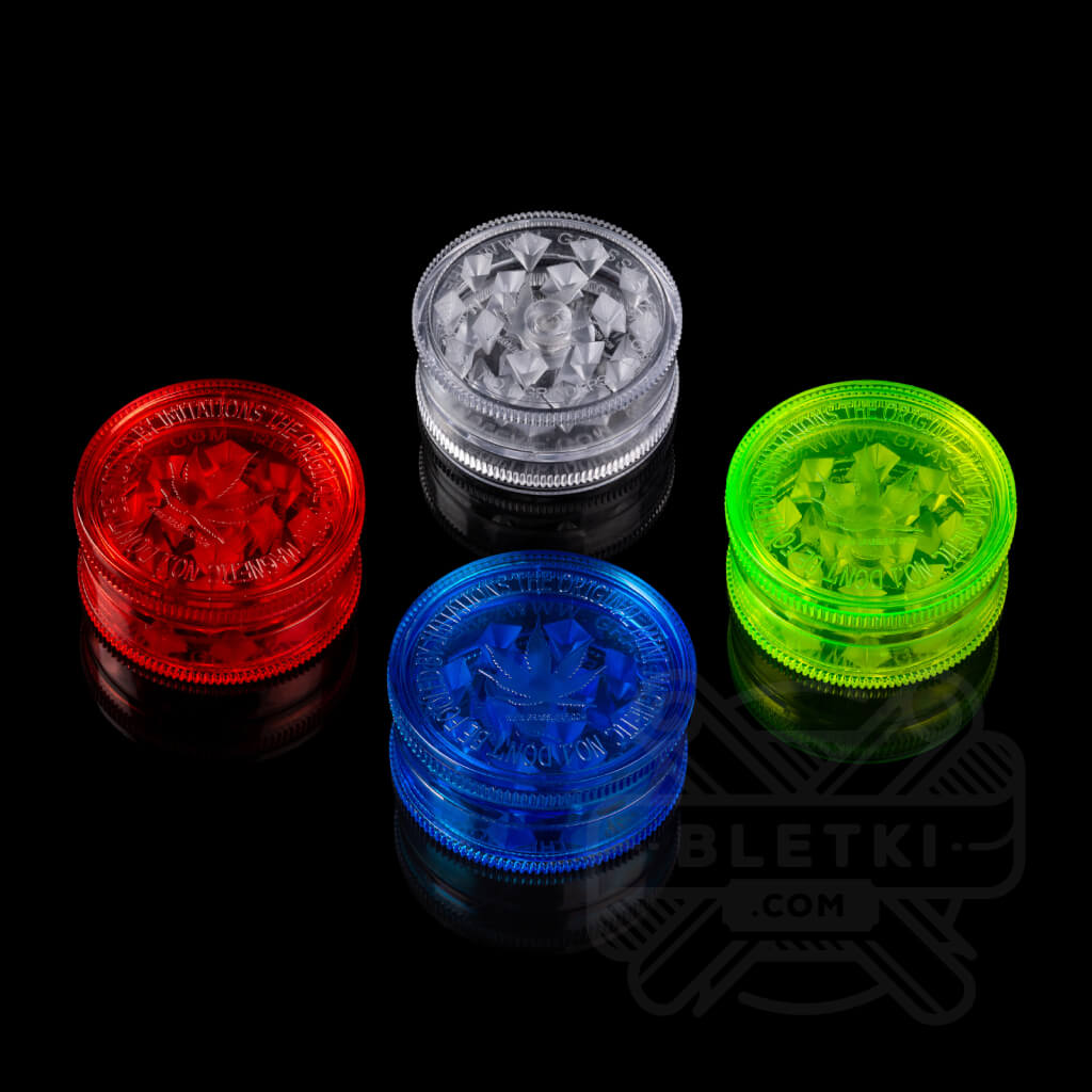 Plastikowy młynek (grinder) Buddies 42 mm - 3 częściowy z magnesem (4 kolory)