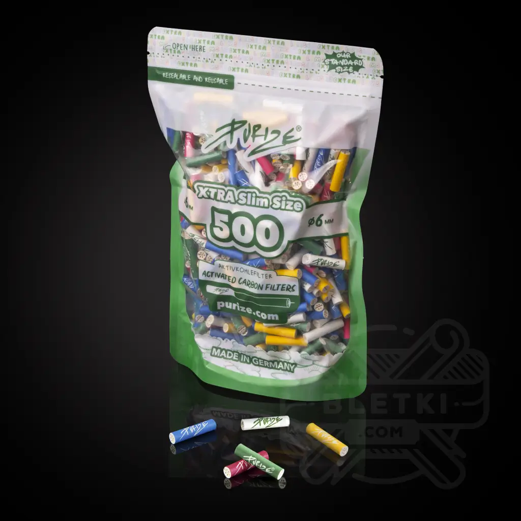 Filtry z węglem aktywnym Purize Xtra Slim 6mm (500 szt.) - Colored